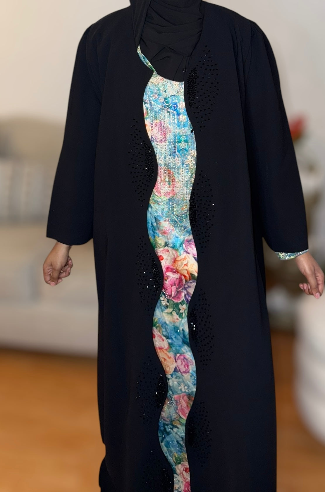 Black Stone Wave Abaya