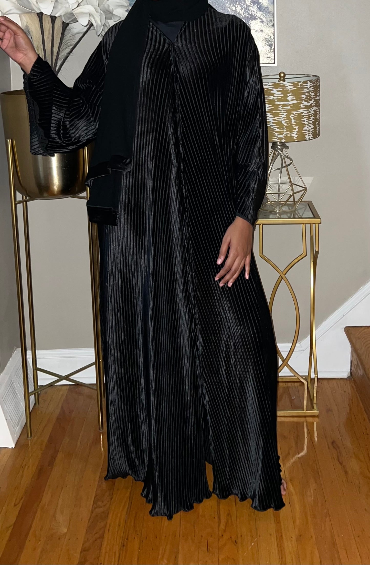 Black Pleated Velvet