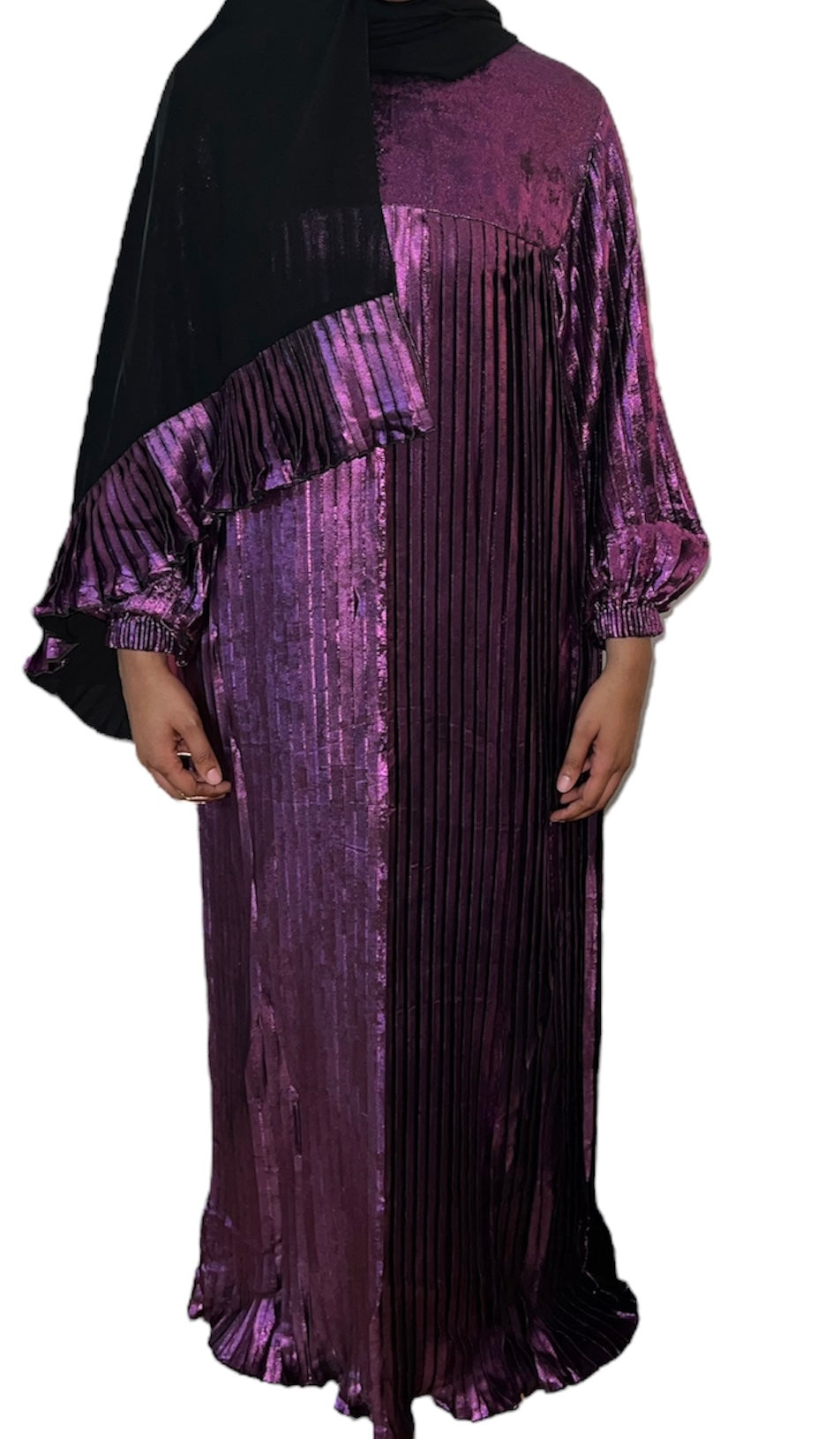 Purple Pleated Abaya