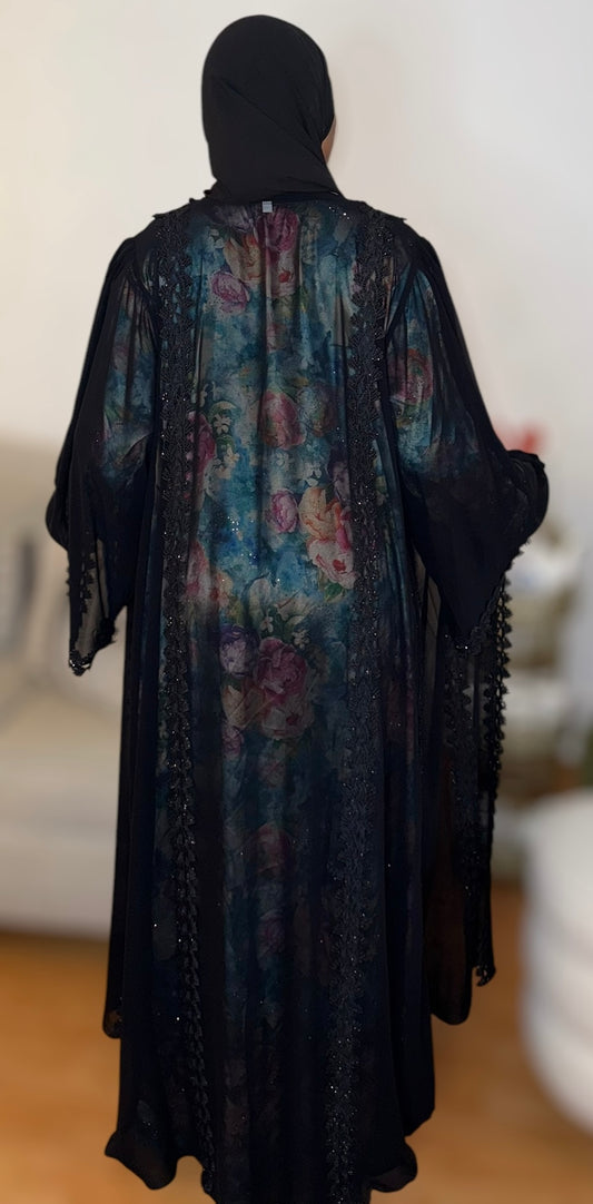 Branched out Overlay Abaya