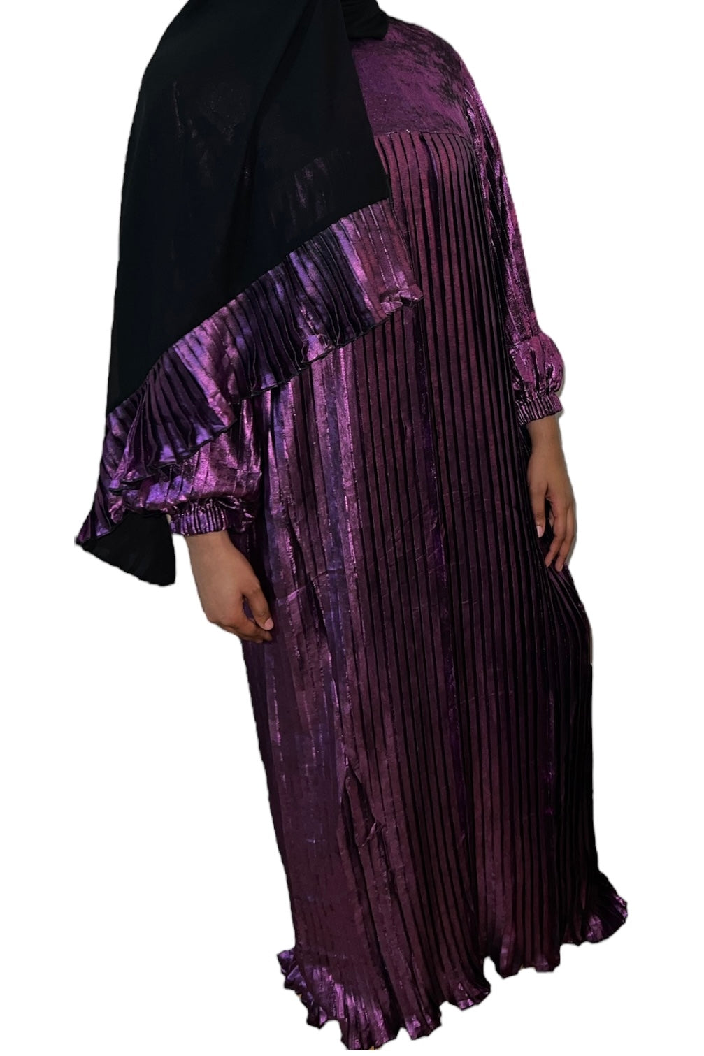 Purple Pleated Abaya