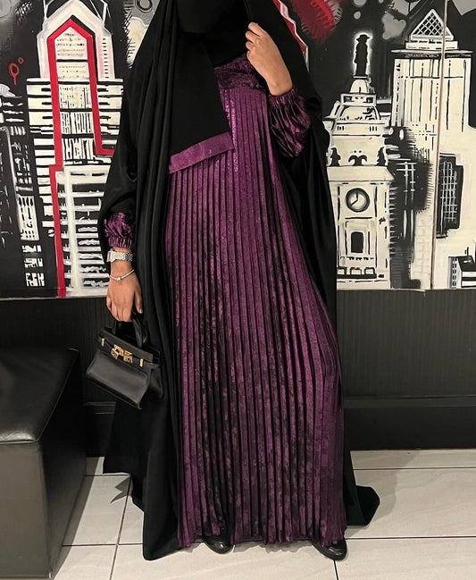 Purple Pleated Abaya