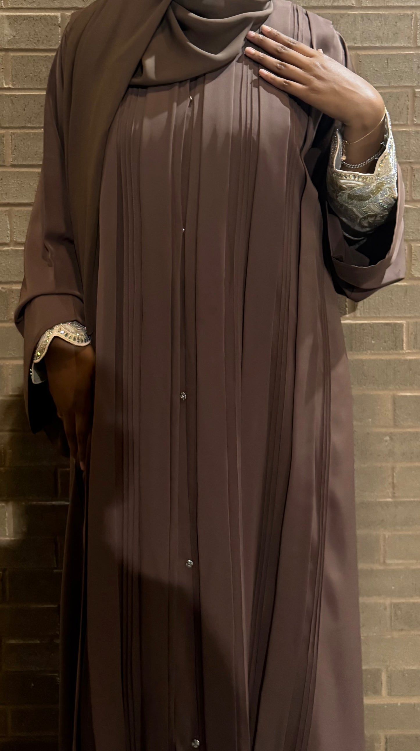 Brown Deeper Pleat Abaya