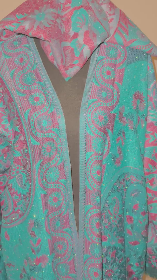 Blue pashmina abaya